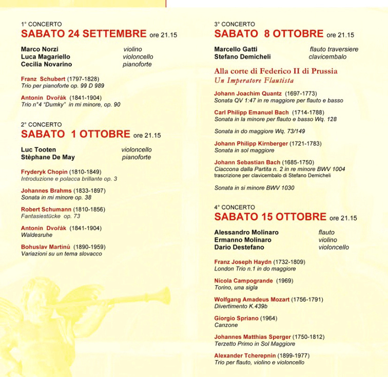 I concerti della chiesa dei Batù - SETTEMBRE - OTTOBRE 201 7 47ª Edizione GIAVENO