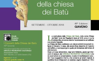 I Concerti della Chiesa dei Batù – SETTEMBRE – OTTOBRE 2018 – 48ª Edizione GIAVENO