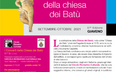 I concerti della chiesa dei Batù – SETTEMBRE-OTTOBRE 2021 – 51a Edizione GIAVENO