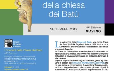 I Concerti della Chiesa dei Batù – SETTEMBRE – OTTOBRE 2019 – 49ª Edizione GIAVENO